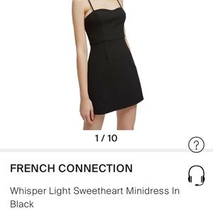 French Connection NWT Whisper Sweetheart Mini Dress, Size 6 in Black